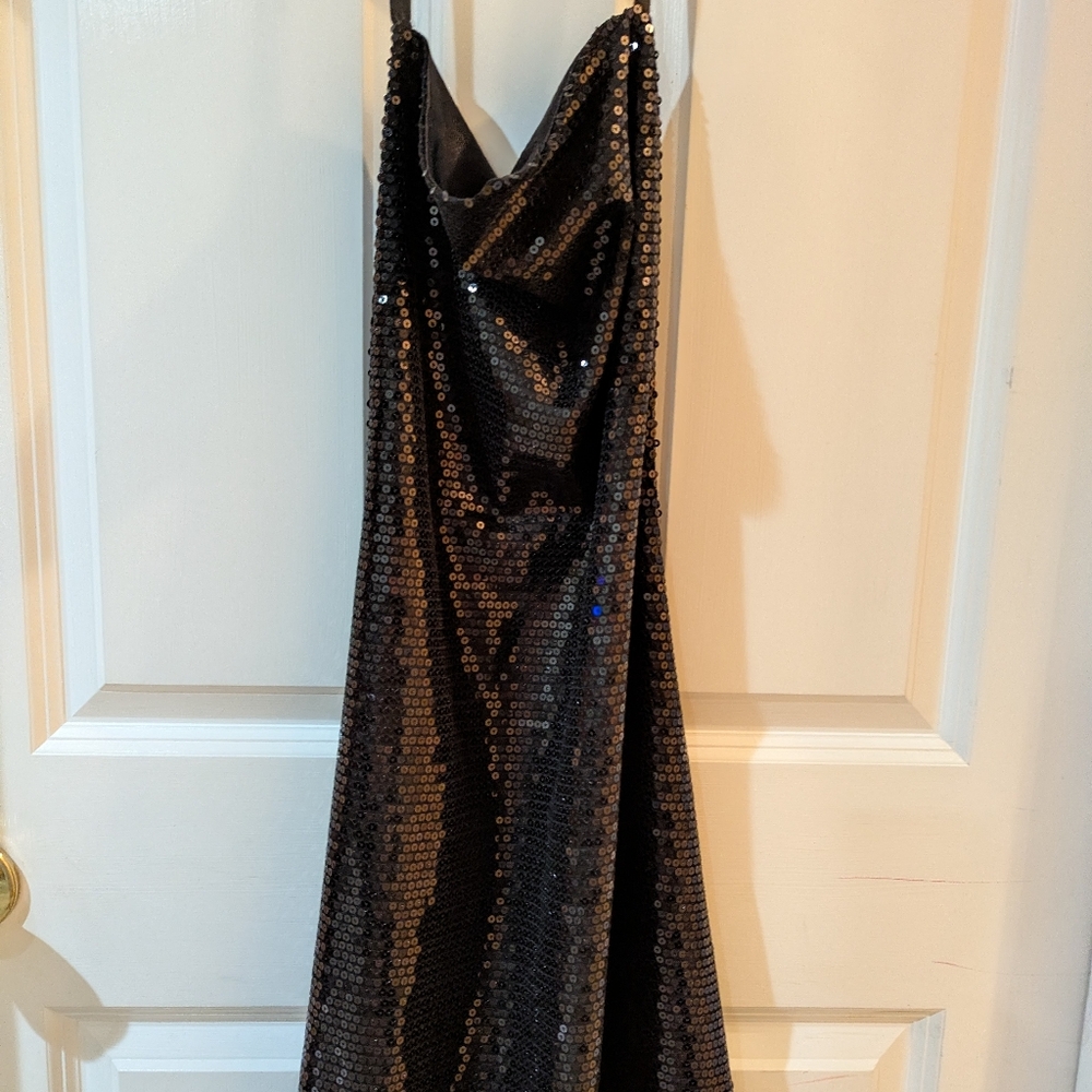 Slinky Brand Elegant Black Sequin Apron. 36" L